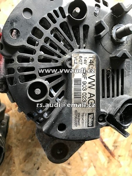 O6F 903 023C Alternátor Generátor Audi A3 8P VW T5 Golf 5 Caddy 2.0 TDI 1.9 TDI 140A 14V O6F 903 023C  VALEO 140A 