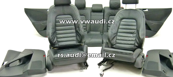 Passat B6 3C Variant černý kožený kůže interier + Vyhřívání sedadel + tapecirunky dveří sedačky sedáky 