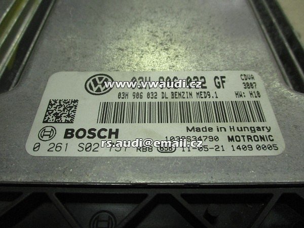 03H 906 032 GF Škoda Superb 3,2  Řídicí jednotka motoru Bosch  0 261 S02 757  BENZIN MED 9.1 