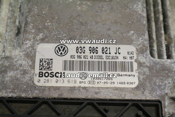 Řídicí jednotka motoru Bosch VW Audi Škoda Seat EDC16U34 DIESEL      O3G906021JC  0281013619 Skoda Octavia 