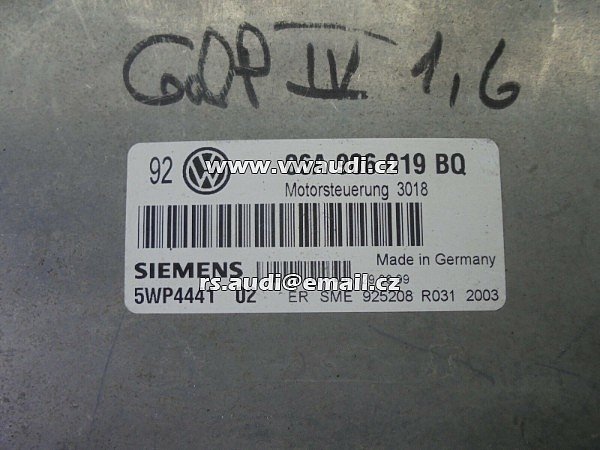 06A 906 019 BQ Řídicí jednotka motoru ECU  VW 06A906019BQ 1.6 AKL Golf 4 Bora A3