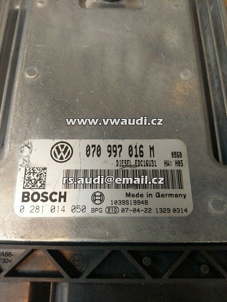 Řídicí jednotka motoru VW T5 2,5 TDI   EDC16U31 DIESEL 070997016M  BOSCH 0281014050 