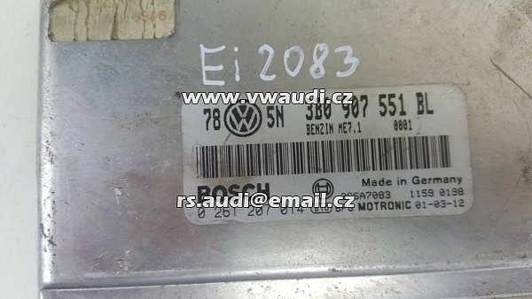 Řídící jednotka motoru ECU VW PASSAT B5 B5,5  V6 2.8 3B0907551BL 0261207014 BOSCH ME7.1