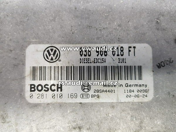 038 906 018 FT Řídicí jednotka motoru ECU VW TDI  1,9 - 038 906018 FT  BOSCH 0 281 010 169 0281010169 DIESEL 