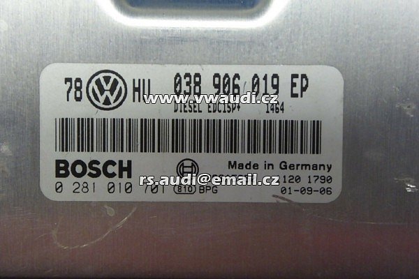  BOSCH  0281010701 DIESEL EDC15P++ Passat 3BG 1.9TDI AUDI VW BOSCH  0281010701  038 906 019 EP, 038906019EP Řídicí jednotka motoru