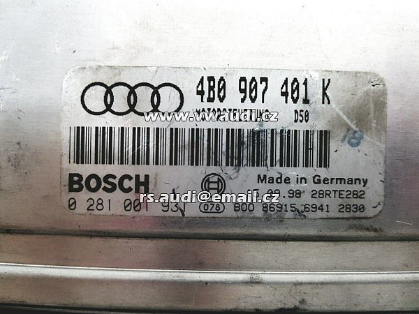 4B0 907 401 K  AUDI A6 TDI 110KW 99- řídící jednotka motoru 4B0 907 401 K 