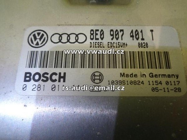 8E0 907 401 T AUDI A4 8E B6 Řídicí jednotka motoru Bosch 2.5 TDI