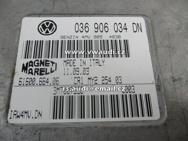 Originální NOVÁ Řídicí jednotka motoru VW Audi Seat 036906034DN 6160066406 Zcela nový