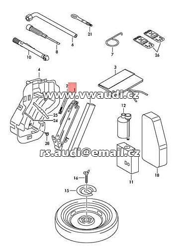 5N0 011 031D HEVER Audi Q3 VW Tiguan sada nářadí  na výměnu rezervního kola 