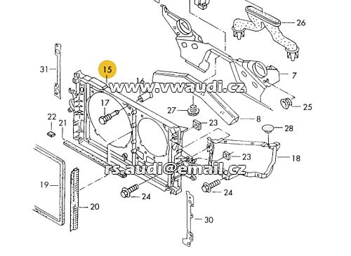 4D0 805 571 T Audi A8 D2 4D 3,3TDI AKF  přední čelo rám držák chladiču sahara vrtule