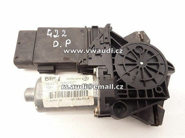 3B1 959 802 A VW Passat B5 1998 Motor regulátoru předních pravých dveří 3B1