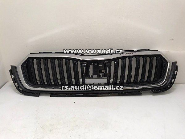 565 853 653 OEM maska ŠKODA Kodiaq 565 Laurin&amp;Klement 565853653  chrom rámeček ! maska prasklá