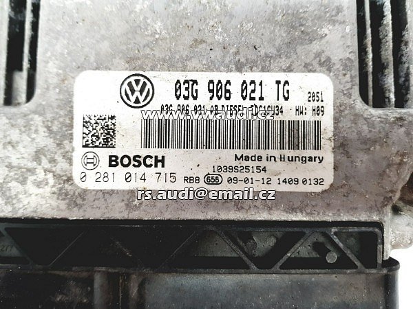 Řídicí jednotka Vw Audi SEAT 03G906021TG 0281014715 EDC16U34 03G906021AB DIESEL