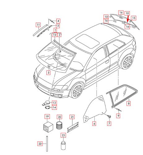 Audi A3 1,9 8P 2/3 DVÉŘ KAROSERIE  8P3 845 299 C okno bocni zelena vlevo 05/08-08/12 NVB