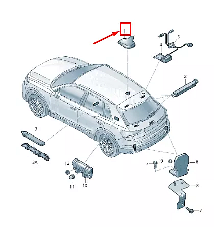 Audi, střešní anténa GPS navigace  A8 4N A6 A5 Q7 4M   4M0035503QGRU