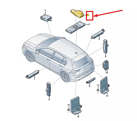 VW Golf 8 Passat B9 ID.4 střešní anténa kombinovana GPS černá lesklá 041 NOVÁ