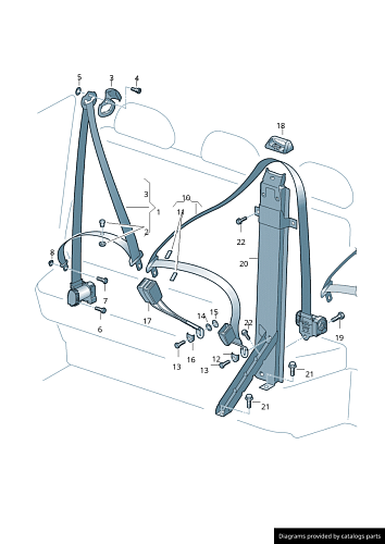 VW DOKA PÁS ZADNÍ SEDÁK 7F0857704 05/11-08/15 RAA cerna